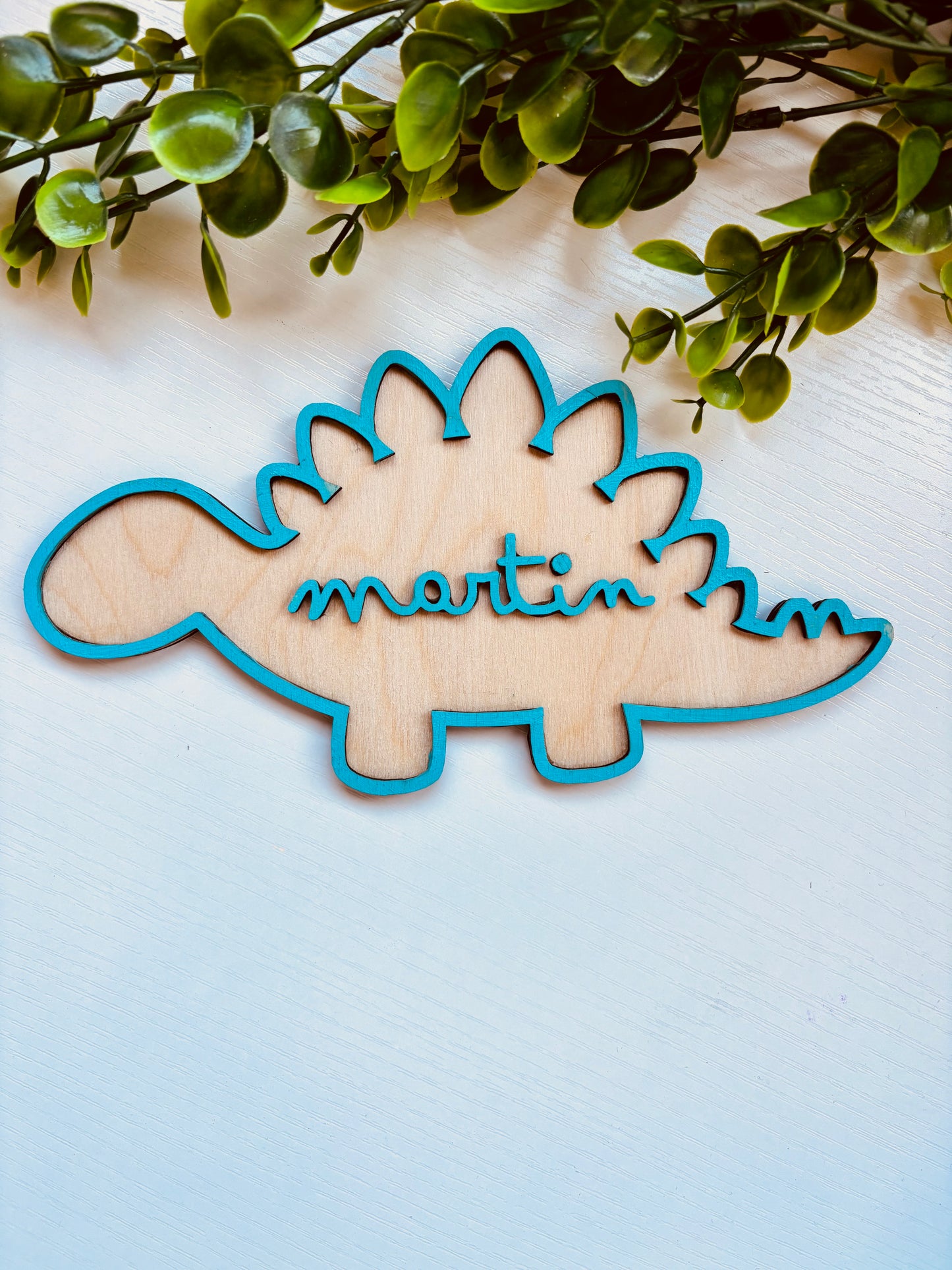 Letrero de madera personalizado modelo dinosaurio