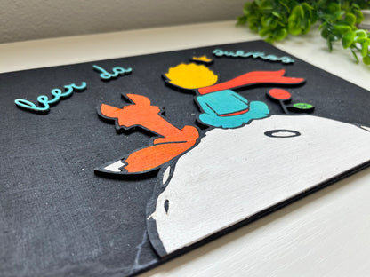 Cuadro cartel de madera El Principito "Leer da sueños"