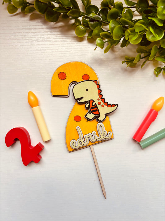 Topper madera personalizado Dinosaurio