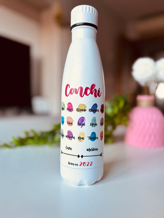 Botella personalizada huellas profes