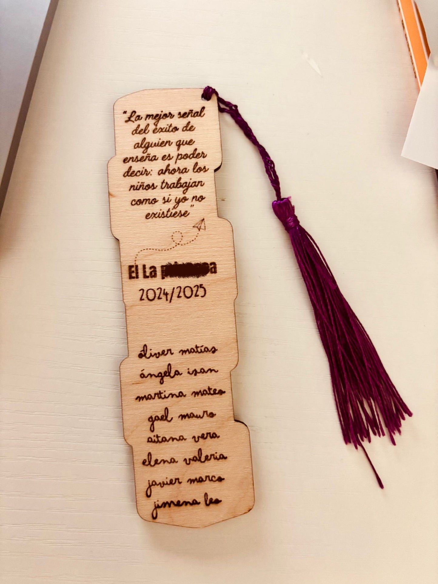 Marcapaginas personalizado nombre