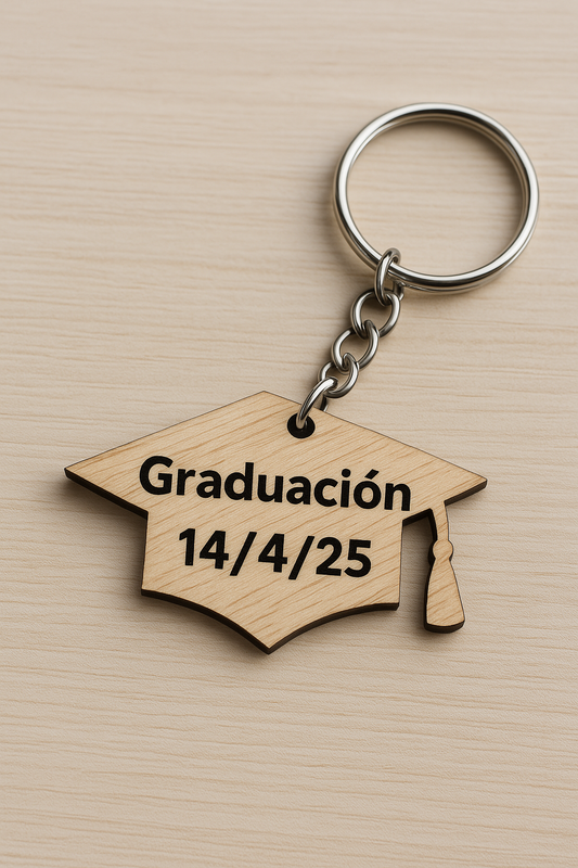 Llavero de Madera Personalizado para Graduación