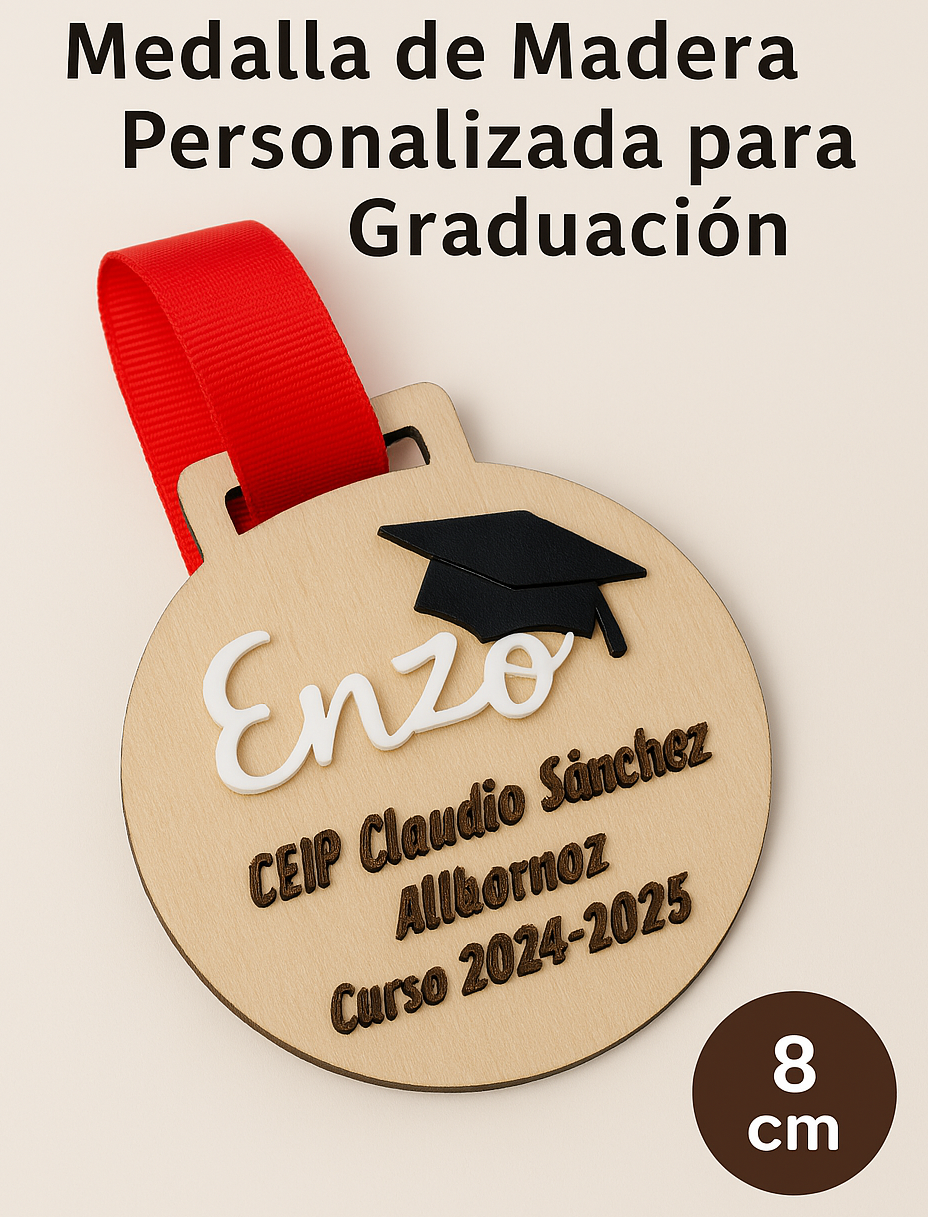 Medalla de Madera Personalizada para Graduación